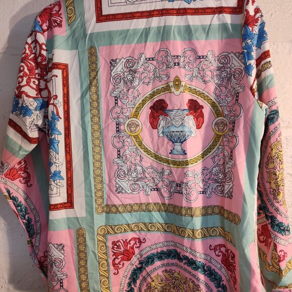 Unbranded Designer Style Paisley Pink Blue White Button-up Long Sleeve M-L - Picture 9 of 10